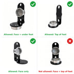 Dock configurations: allowed on the face and under the foot, on top of the foot, or on the face only; not allowed on the face and top of the foot together