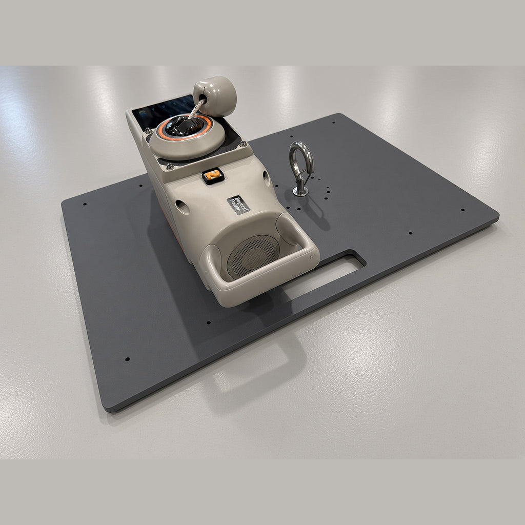 Gray Travel Platform with a Beyond Power VOLTRA I docked and a lifting eye installed